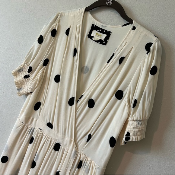Anthropologie Maeve Breanna Faux Wrap Polka Dot Dress (8) - Picture 4 of 5